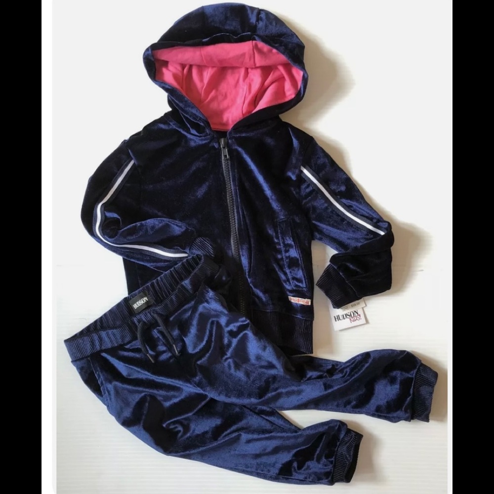 HUDSON GIRLS SZ 2T TWO PIECE SET NAVY VELVET NWT